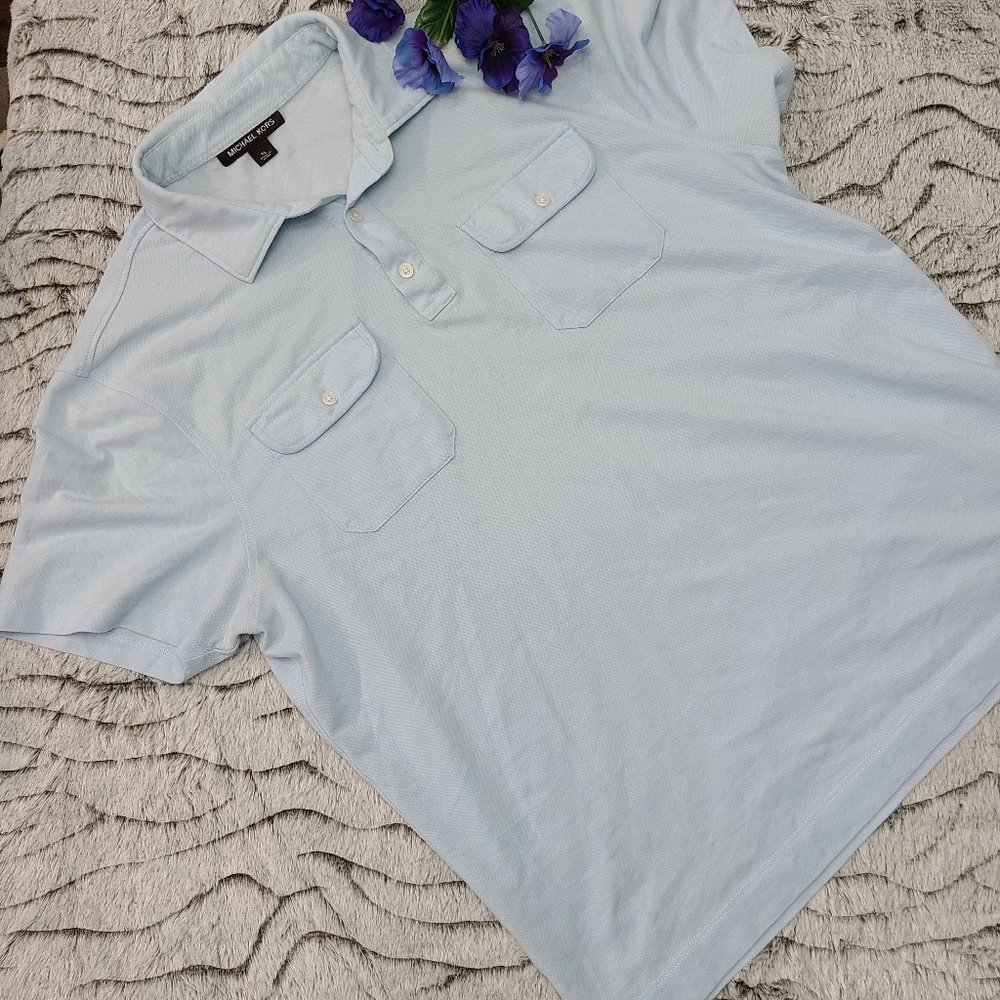 Michael Kors Light Blue Pocketed Polo Shirt